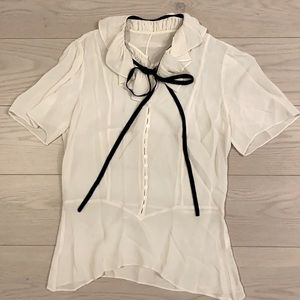 Bow Tie front button blouse off white